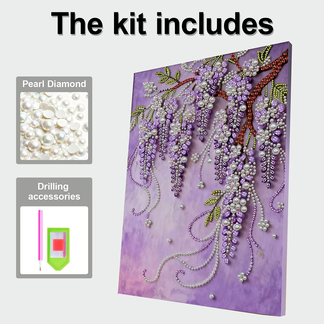 Violet DIY Pearl Diamond Art Kits for Adults Home Wall Decor With Frame 30x40cm