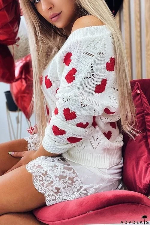 Heart Hollow V Neck Sweater