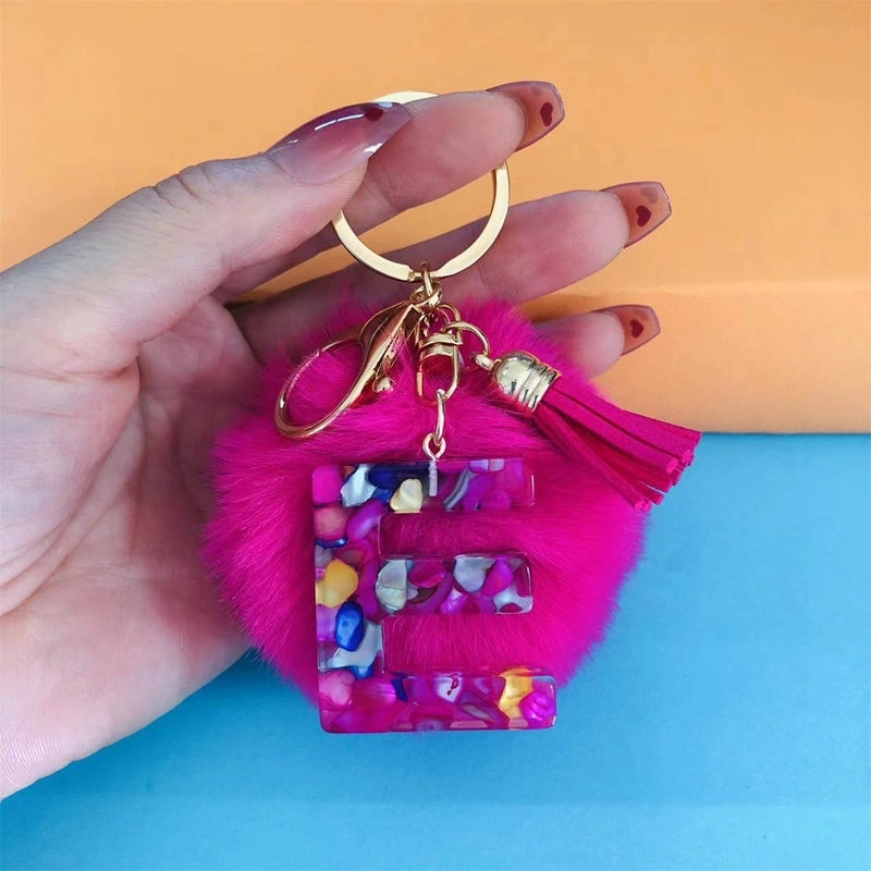 Minimalist Commute Letter Hairball Resin Unisex Bag Pendant Keychain