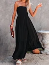 Solid Color Bandeau Bohemia Maxi Dress