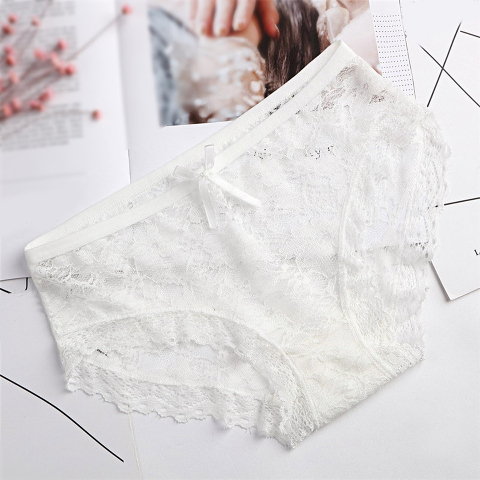 Ufawd Hollow Out Women's Lace Sexy Panties Women Lace Panties Underwear Sexy Hollow Mesh Trousers Bow Low Waist Panties трусы женские