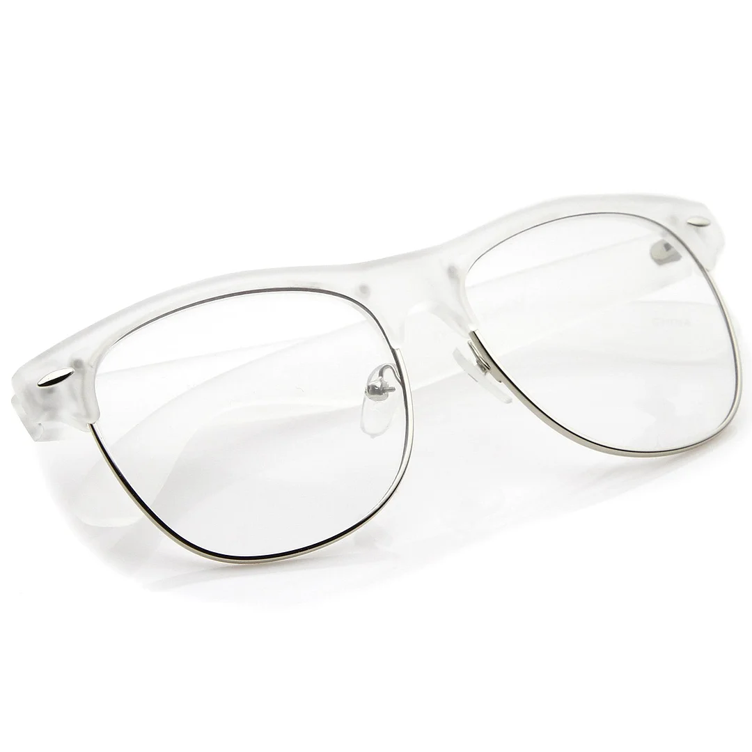Classic Horn Rimmed Clear Lens Half Frame Glasses 56mm