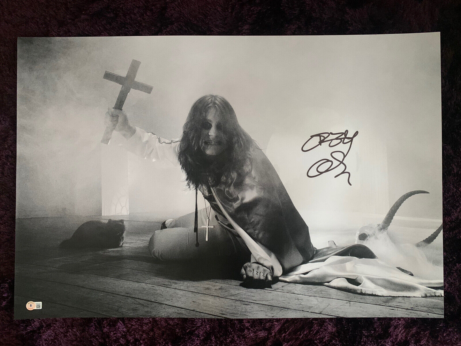 Ozzy Osbourne Black Sabbath MUSEUM PIECE Signed 20x30 Photo Poster painting Beckett Witnessed #2