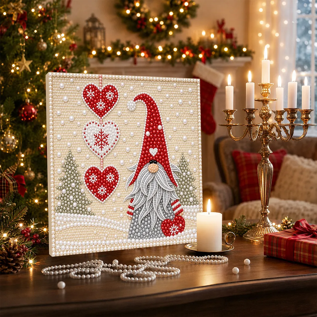 Framed Pearl Painting Kit Gnome 7.87x7.87in