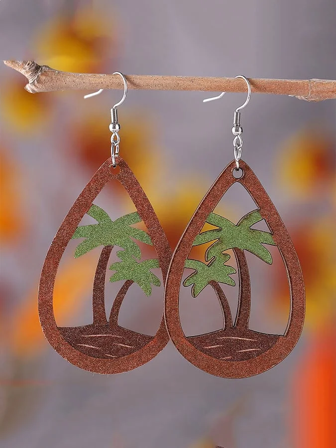 Women's Beach Coconut Tree Drop Earrings-mysite