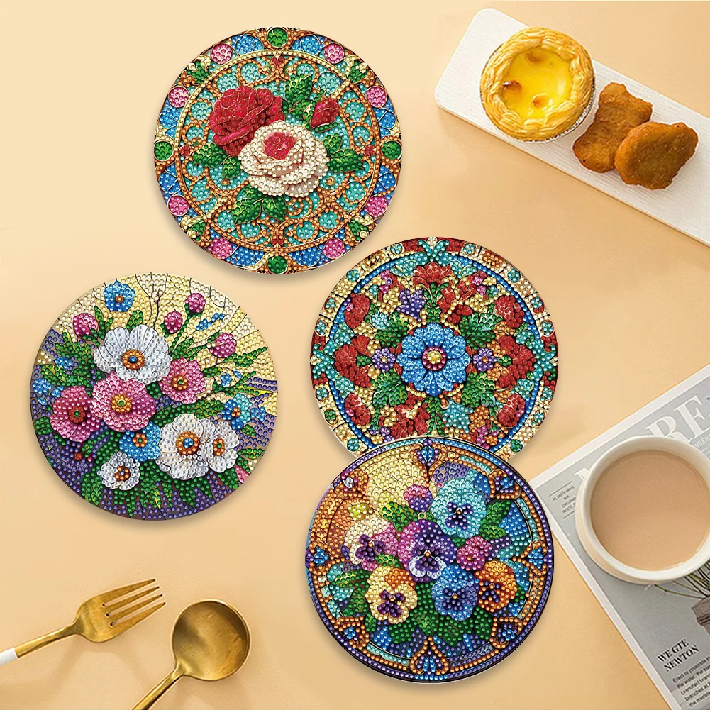 DIY Diamond Dot Kits Flowers Diamond Painting Placemats Projects for Beginner