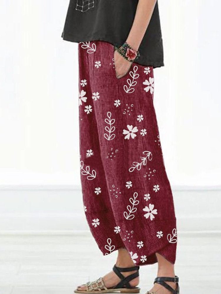 Printed Loose Fitting Casual Chinos