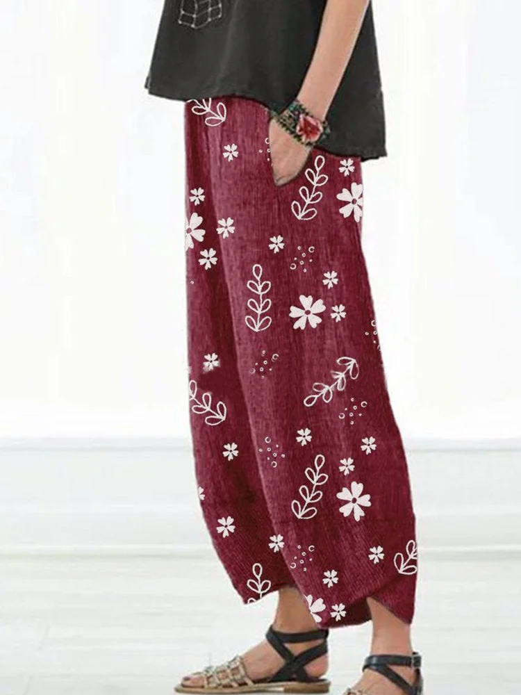 Printed Loose Fitting Casual Chinos