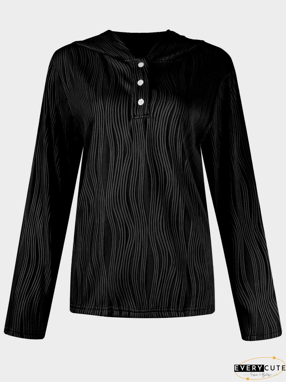 Textured Long Sleeve Hoodie
