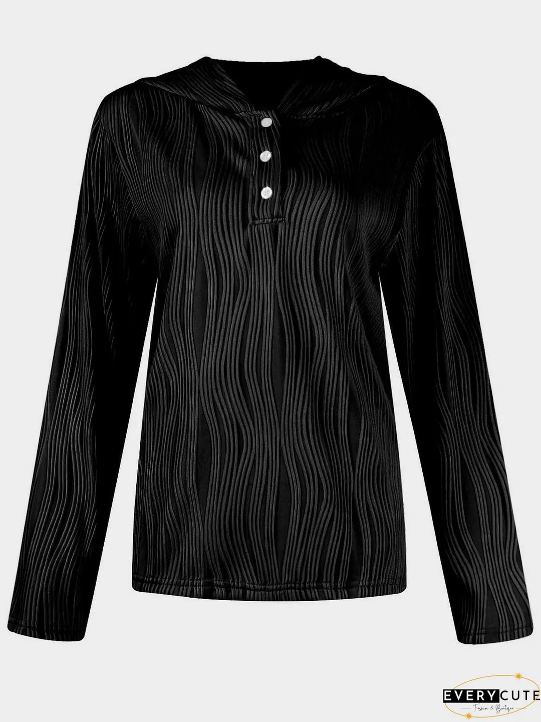 Textured Long Sleeve Hoodie