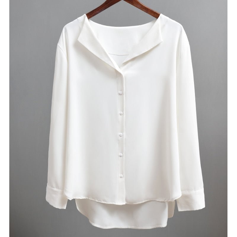 2022 Spring Blusas Loose Women Tops and Blouses Solid Chiffon Blouse Women Long Sleeve Button Women Shirt Office Lady Clothing