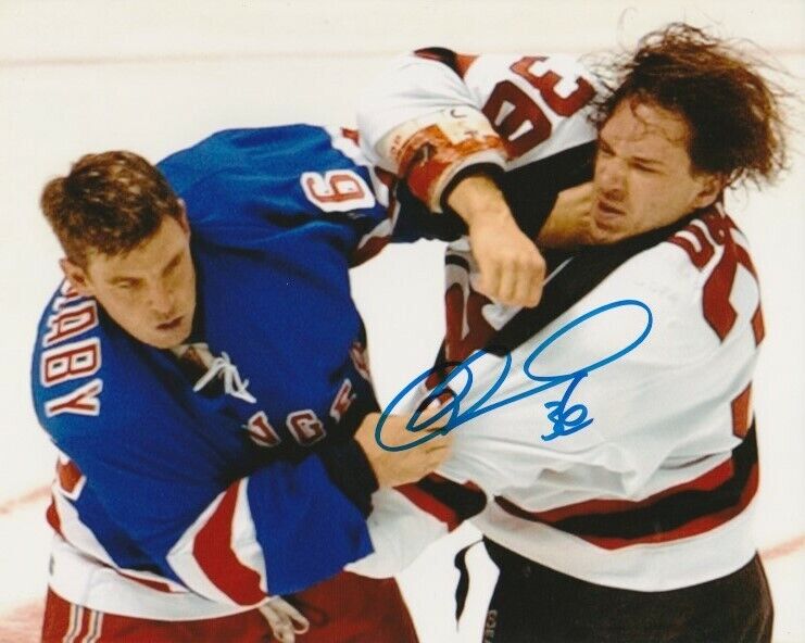 MATTHEW BARNABY SIGNED NEW YORK NY RANGERS FIGHT 8x10 Photo Poster painting #3 Autograph