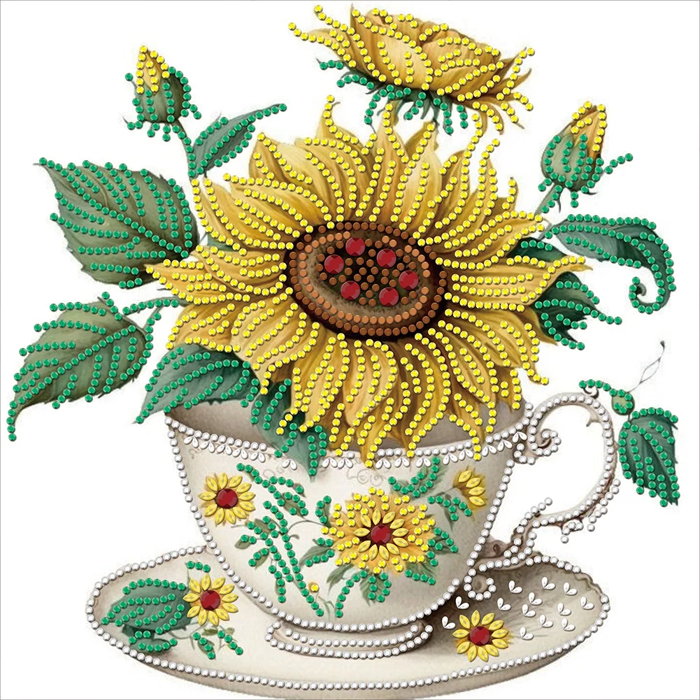 Diamond Painting - Partial Special Shaped Drill - Sunflower Cup(Canvas|30*30cm)