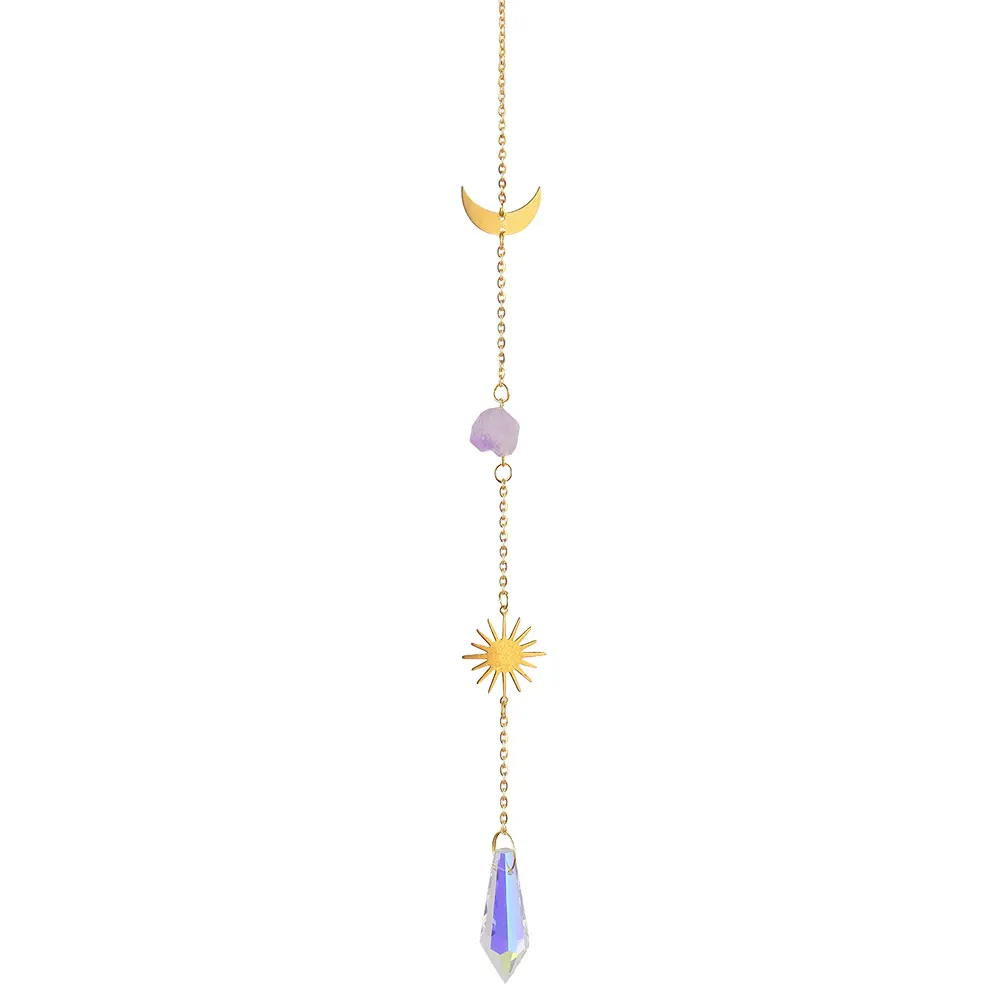 Crystal Wind Chime Star Moon Prism Hanging Pendant Home Garden Decorations