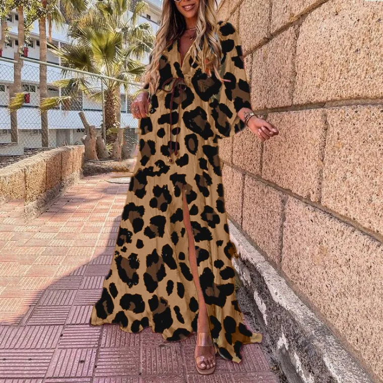 Commuter High Waist Red Fashion Print Beach Casual Dress | EGEMISS