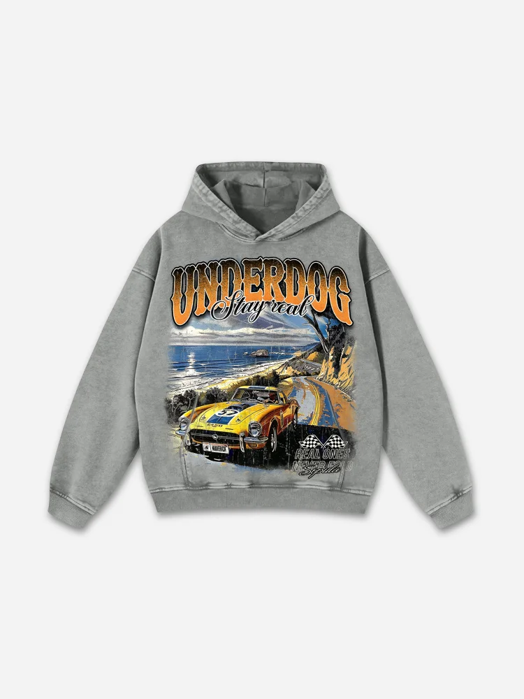 Underdog Old Vintage Racing Graphic Washed Hoodie