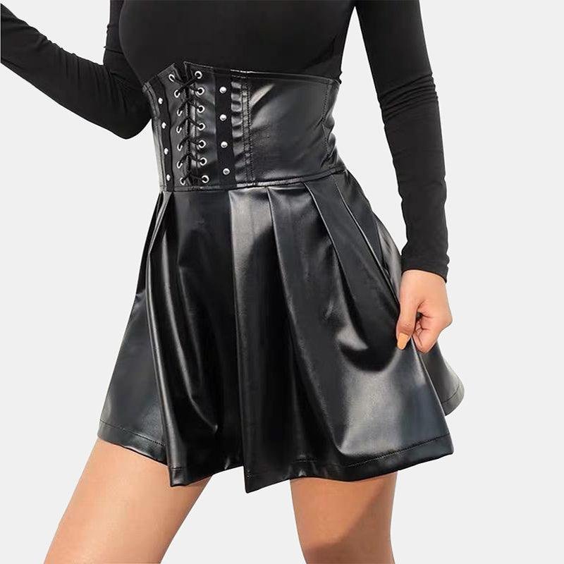 Adjustable Lace Up High Waist Skirt