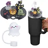 [US Local Warehouse] Halloween Acrylic Lid Charms with Cute Ghost Straw Cap for Stanley 40oz Tumbler
