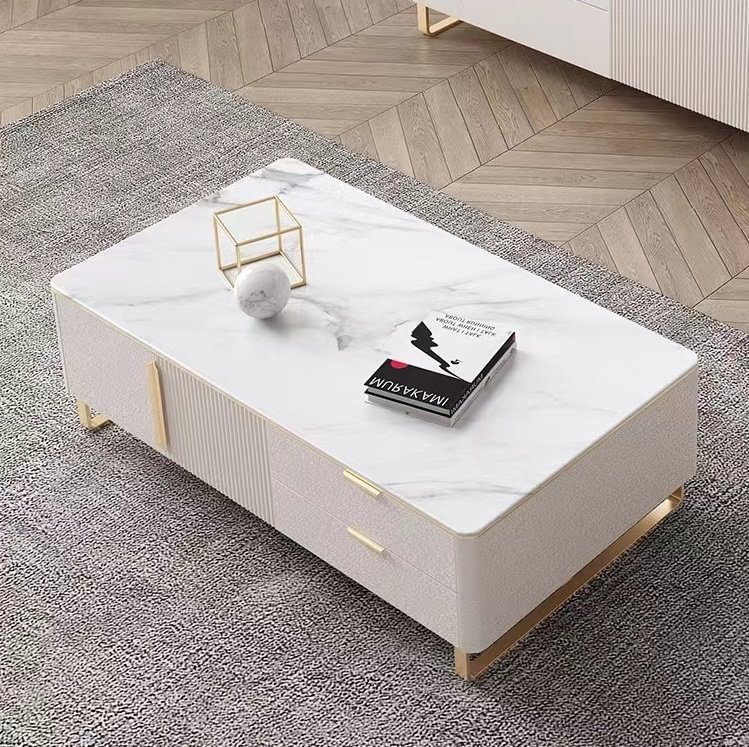 White Rectangular Coffee Table With, White Rectangular Coffee Table With Storage