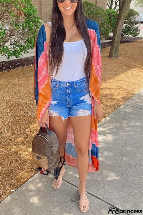 Tie Dye Stripe Kimono