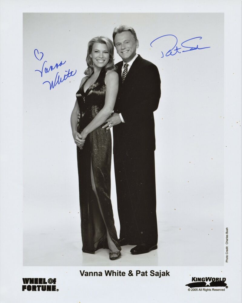 WHEEL OF FORTUNE Signed Photo Poster painting By PAT SAJAK & VANNA WHITE