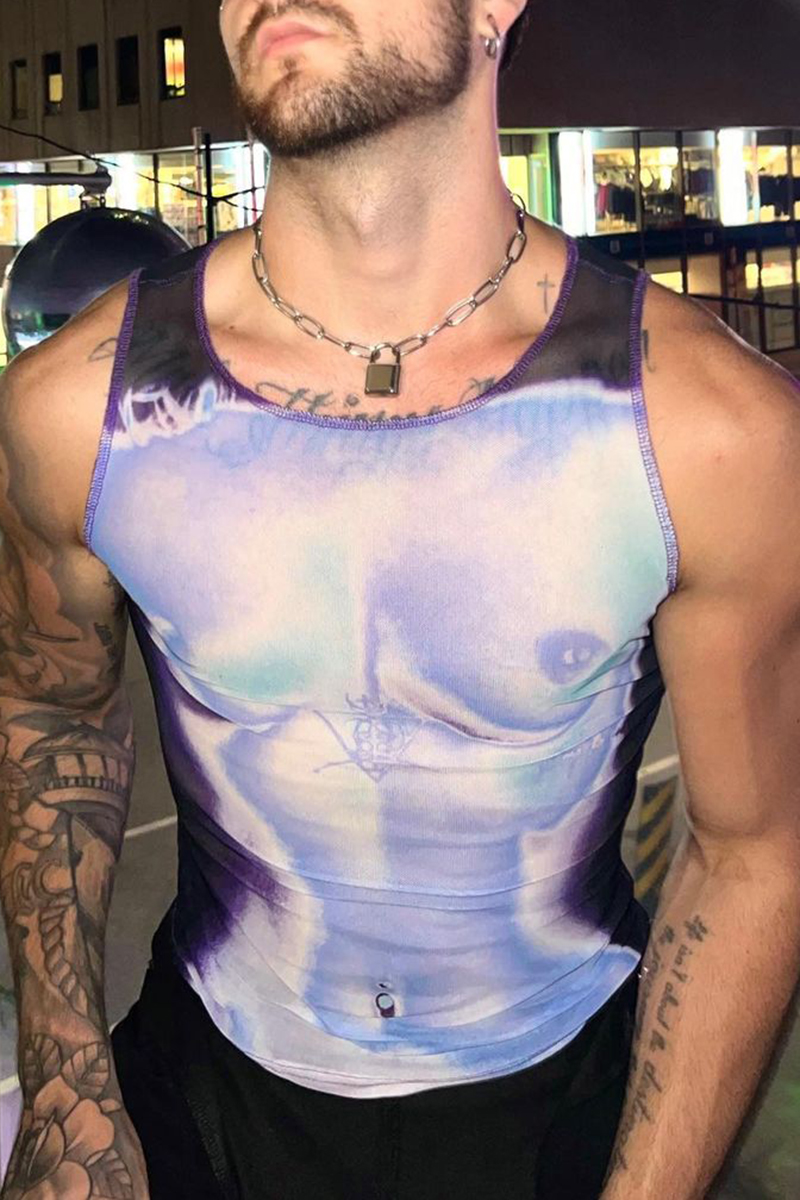 Mesh See-Through Body Heat Map Print Tank Top