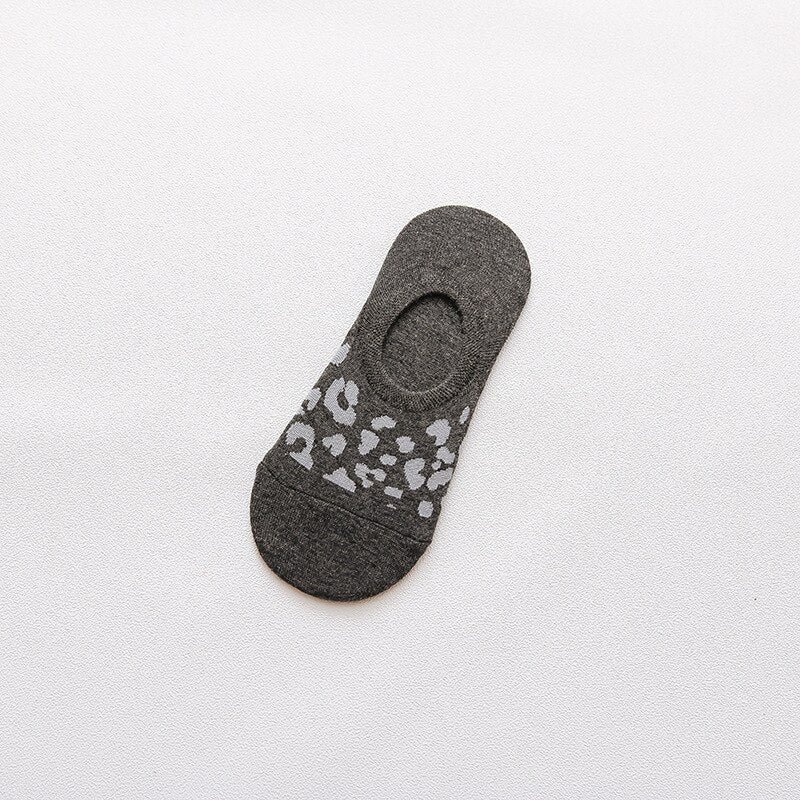Sock Slippers Women Leopard Colorful Invisible Non-slip Ladies Elegant Soft Low Cut Breathable Ankle  Womens All-match Chic Fit