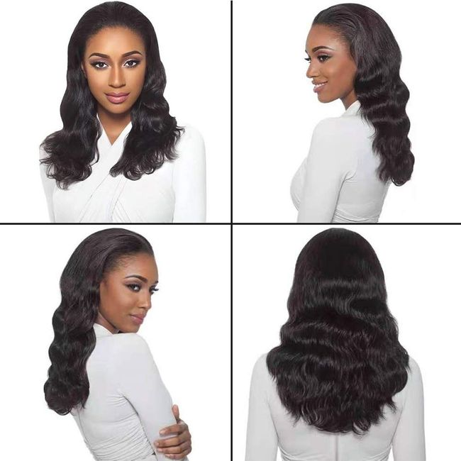 Body Wave Virgin Human Hair Clip in 3/4 Half Wig