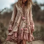 Japanese Style Gold-plated Dragon Totem Linen Shorts - Image 2