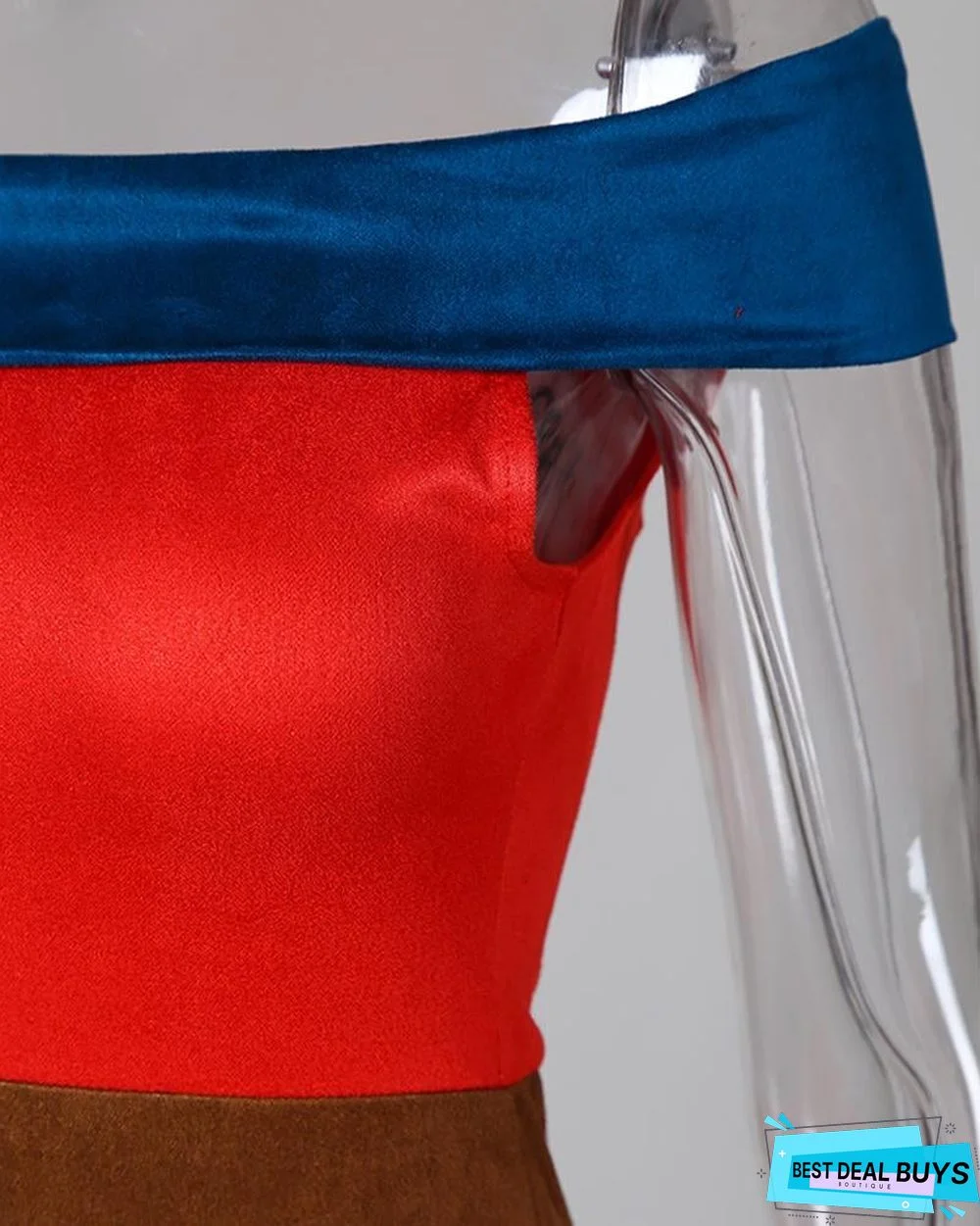 Off Shoulder Color Block Insert Bodycon Dress