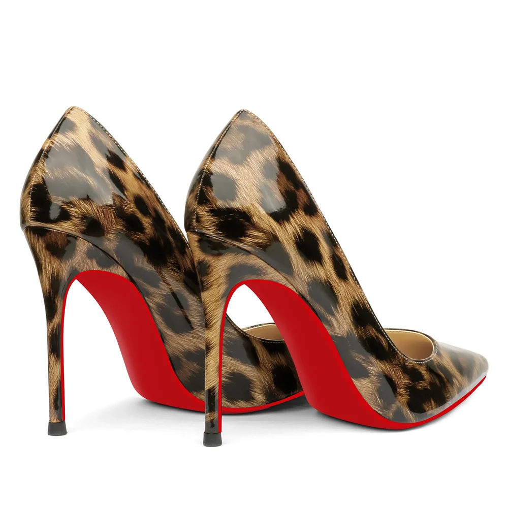 100mm Women's Red Bottom High Heels Party Daily Patent Pumps-MERUMOTE