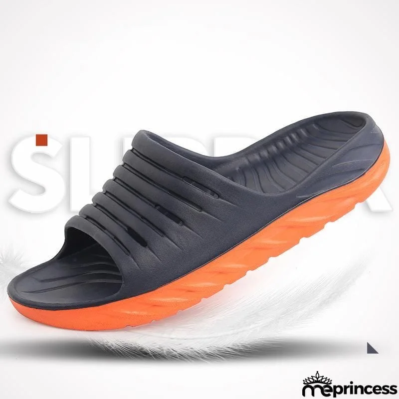 Mens Personalized Color-Blocking Non-Slip Elastic Sole Platform Comfy Slippers