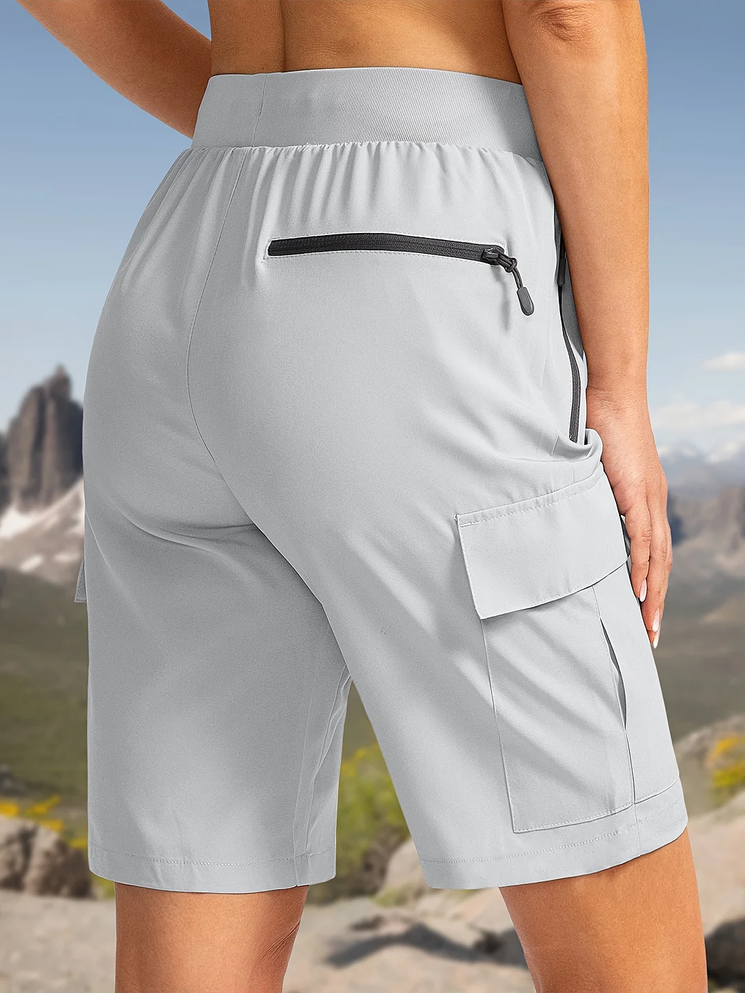 Women's Bermuda Shorts For Women Summer - 9" Hiking Cargo Shorts With 5 Pockets, Quick Dry, Slight Stretch - Casual Athletic Golf Long Short | IFYHOME
