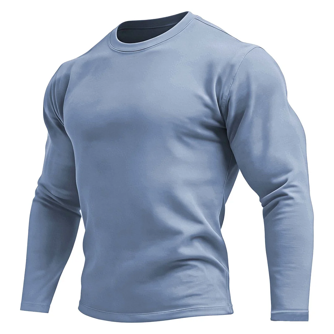 Men's Vintage Solid Color Crew Neck Long Sleeve T-Shirt