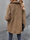 Solid Color Fleece Lining Long Sleeves Coats