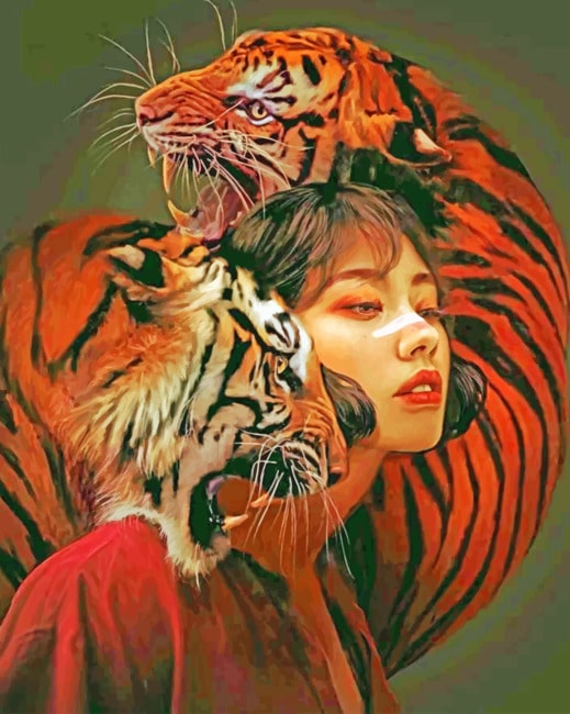 

Woman And Tigers – Paint By Numbers - 40*50CM, 501 Original