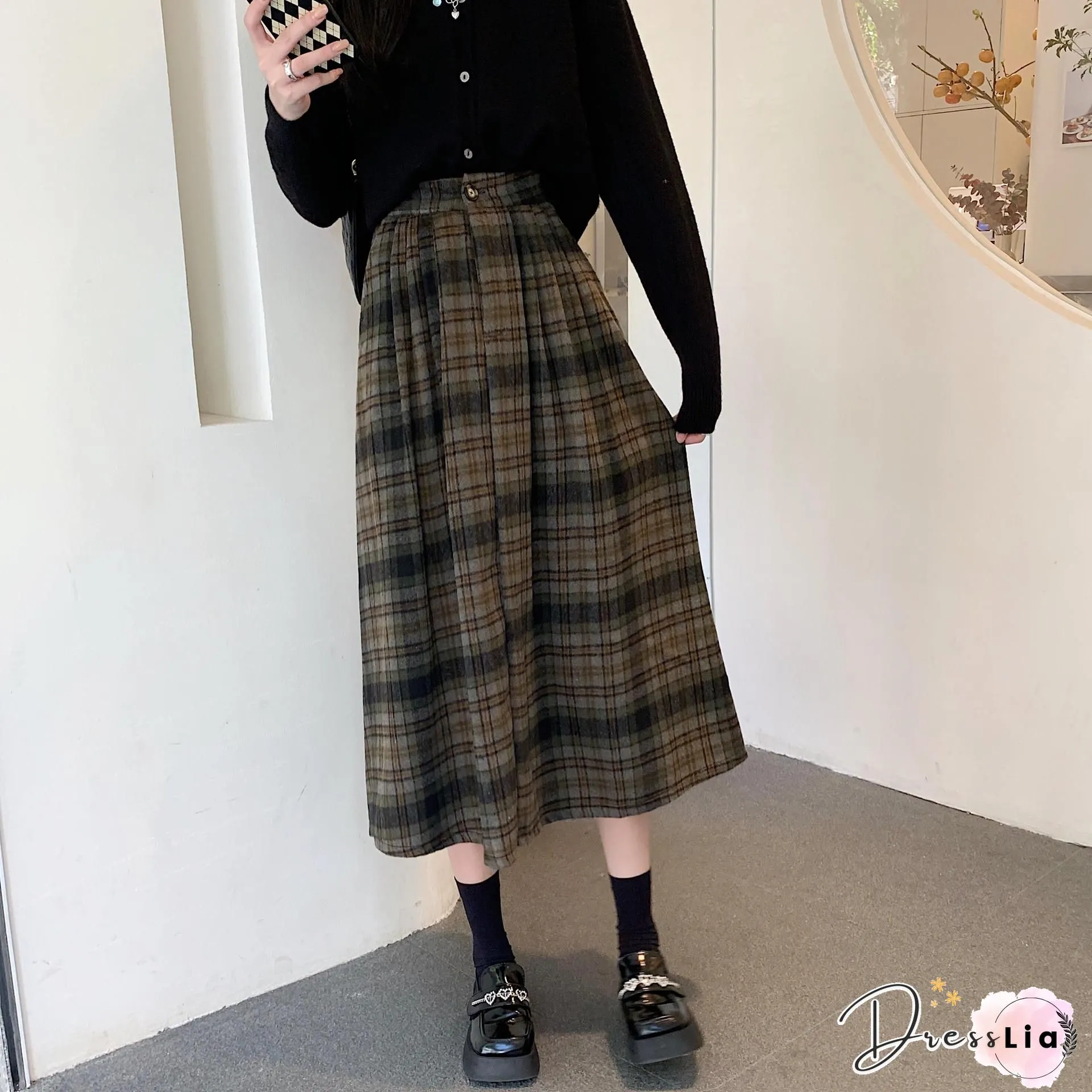 Plaid Printed Vintage Casual A-Line Skirt