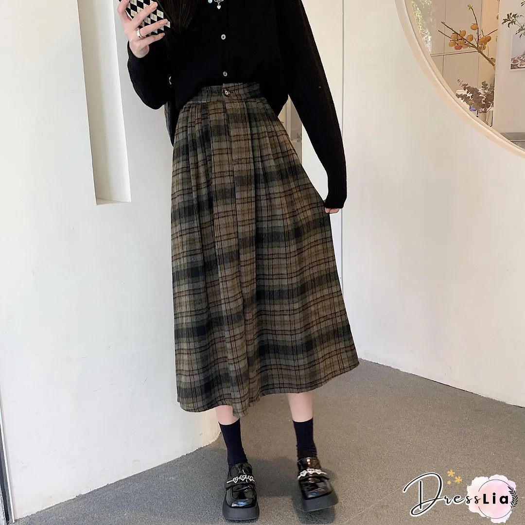 Plaid Printed Vintage Casual A-Line Skirt
