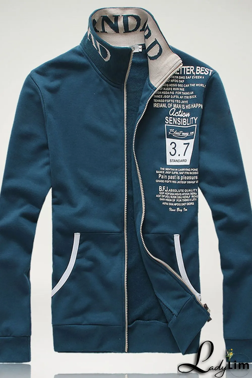 Black Casual Sportswear Print Split Joint Zipper Long Sleeve Two Pieces