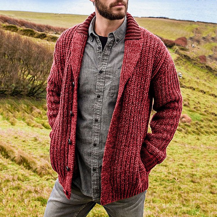 BrosWear Casual Solid Color Cardigan Sweater