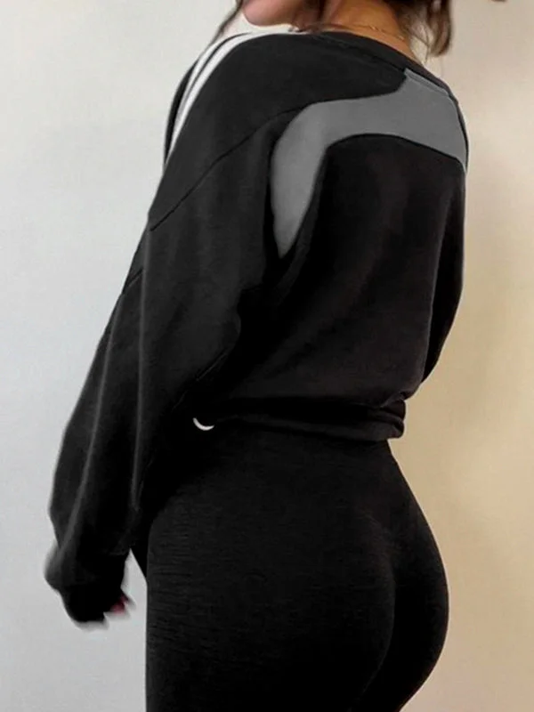 Brownm Sport Contrast Colors Splice Sweatshirt