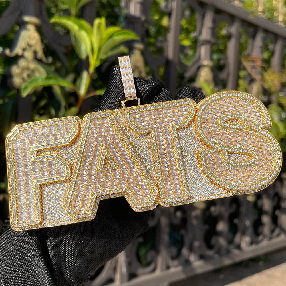 Customized Name Iced Out Baguette CZ Stone Pendants