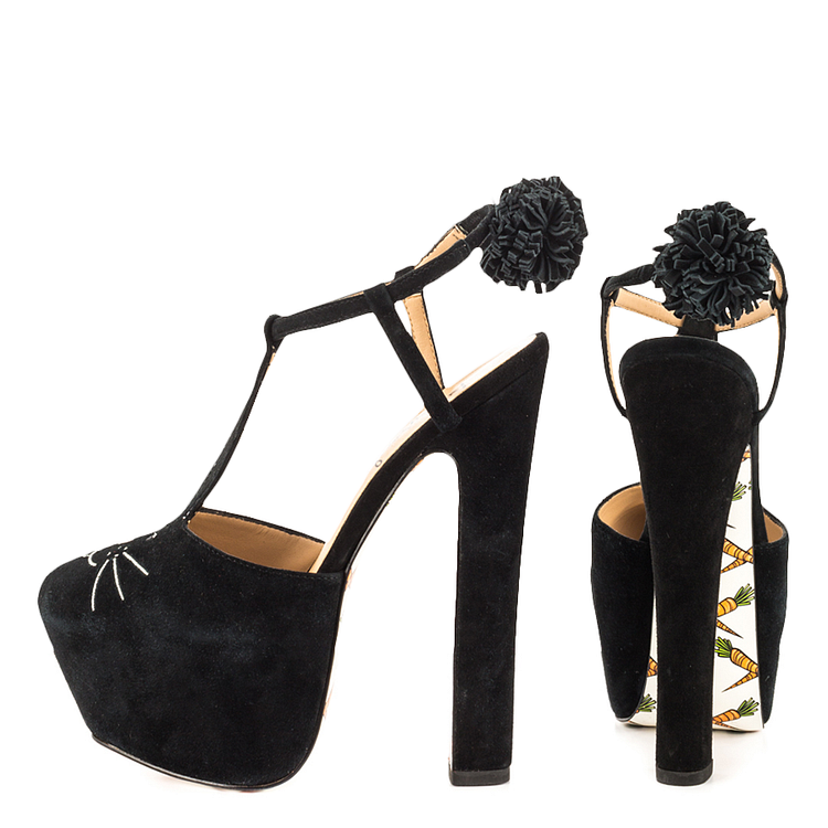 Women's Black T-Strap Sandals Super High Heel Slingback Shoes |FSJ Shoes