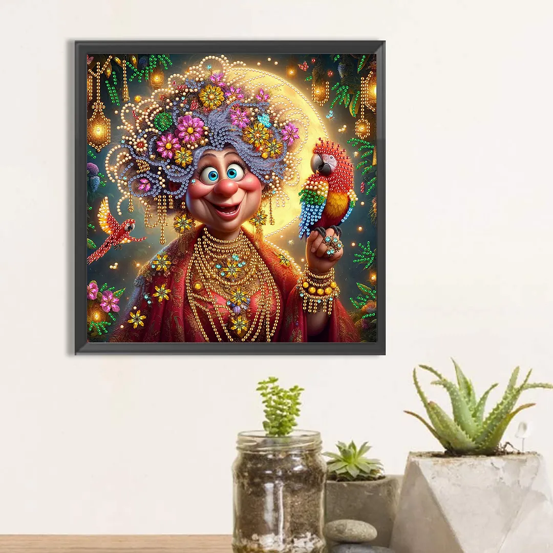 Lovely Old Lady - Diamond Painting - Partial Special Shaped Drill(Canvas|30*30cm)
