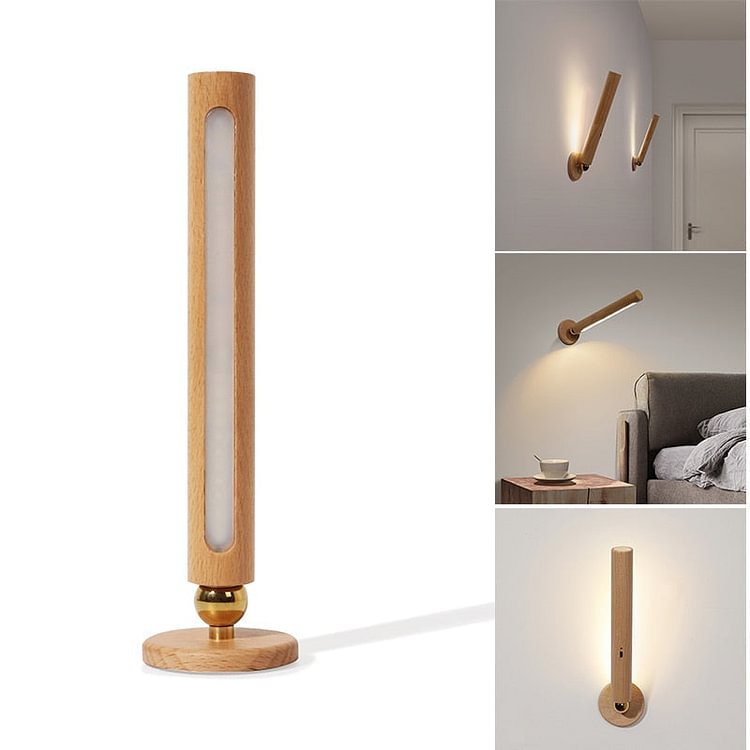 360° Rotating Wooden LED Wall Lamp