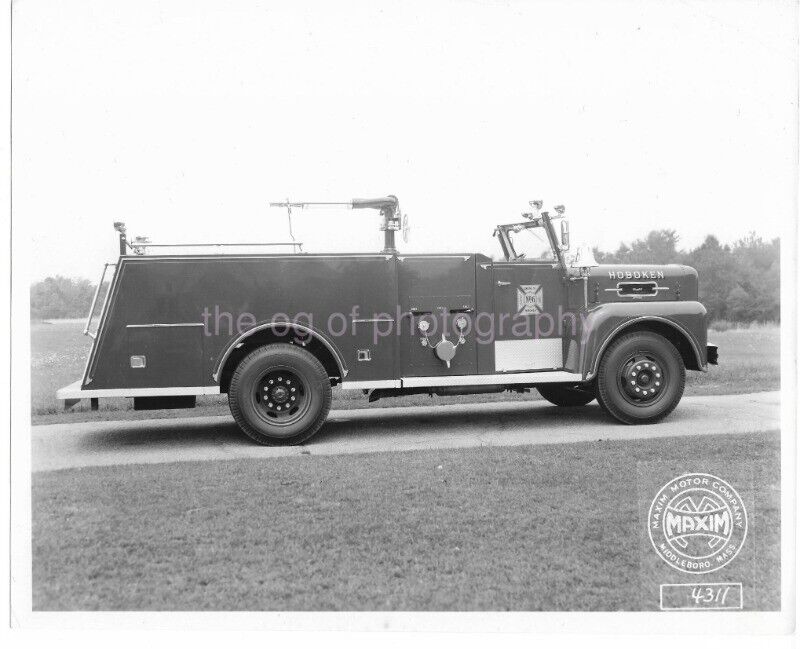 VINTAGE FIRE TRUCK Hoboken New Jersey 8 x 10 FOUND Photo Poster painting bw ORIGINAL 912 2 O