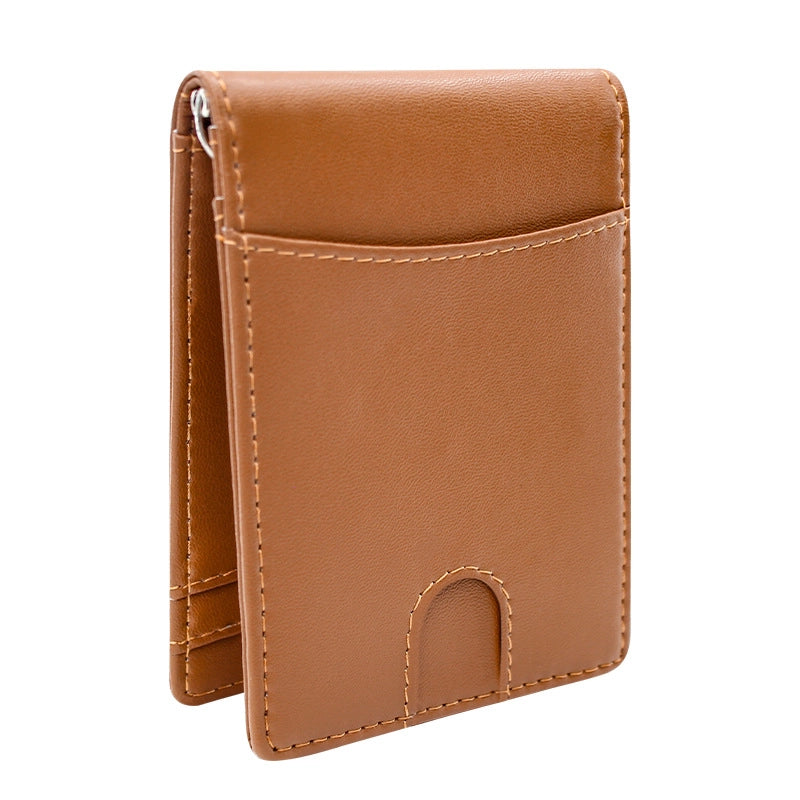 Men’s Solid Color Carbon Fiber Microfiber Flip Cover Card Holders