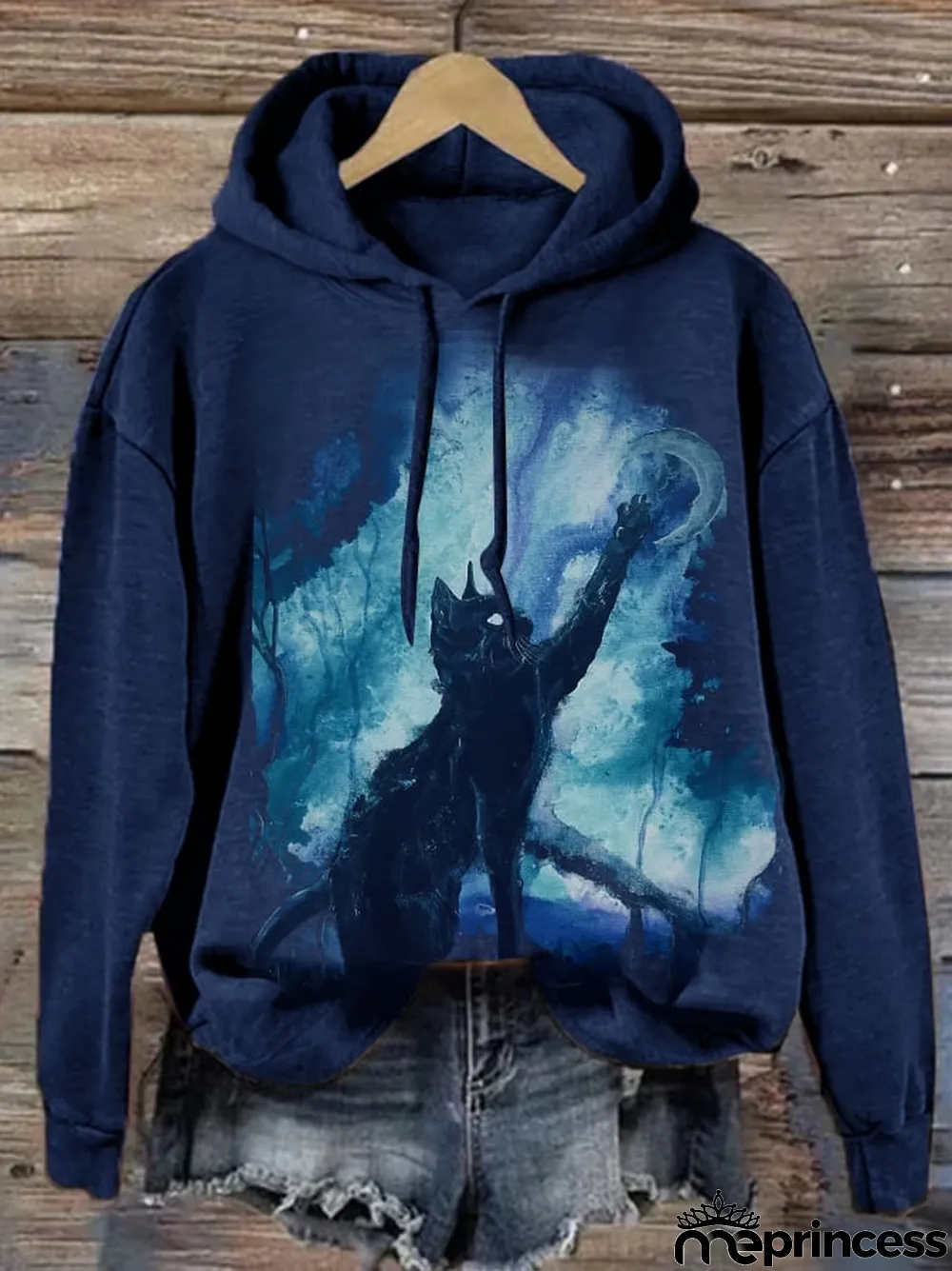 Halloween Vintage Cat Drawstring Sweatshirt