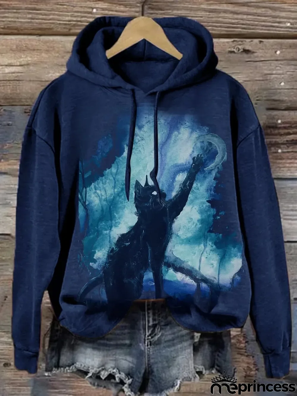 Halloween Vintage Cat Drawstring Sweatshirt
