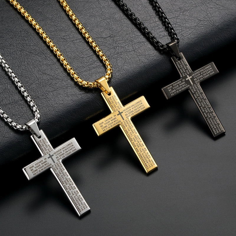Europe And The United States Titanium Steel Personality Plating Black Cross Necklace Men's Stainless Steel Jewelry Supply
